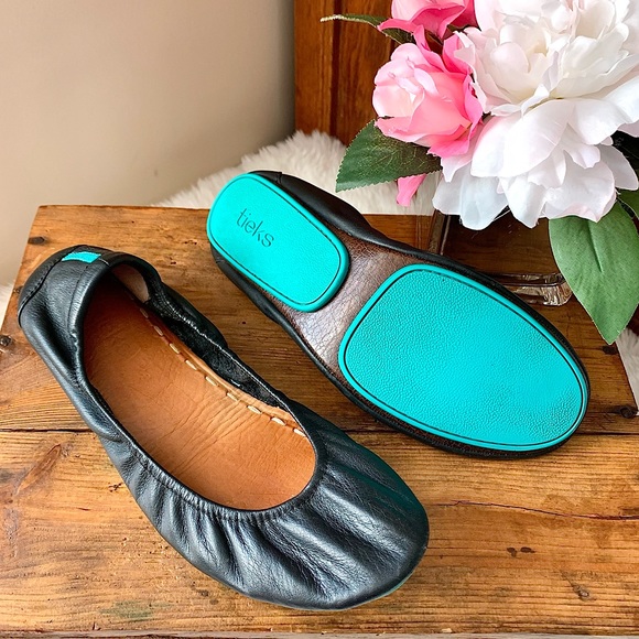 Tieks Shoes - TIEKS Chocolate Black Teal Turquoise Leather Ballet Flats by Gavrieli sz 10